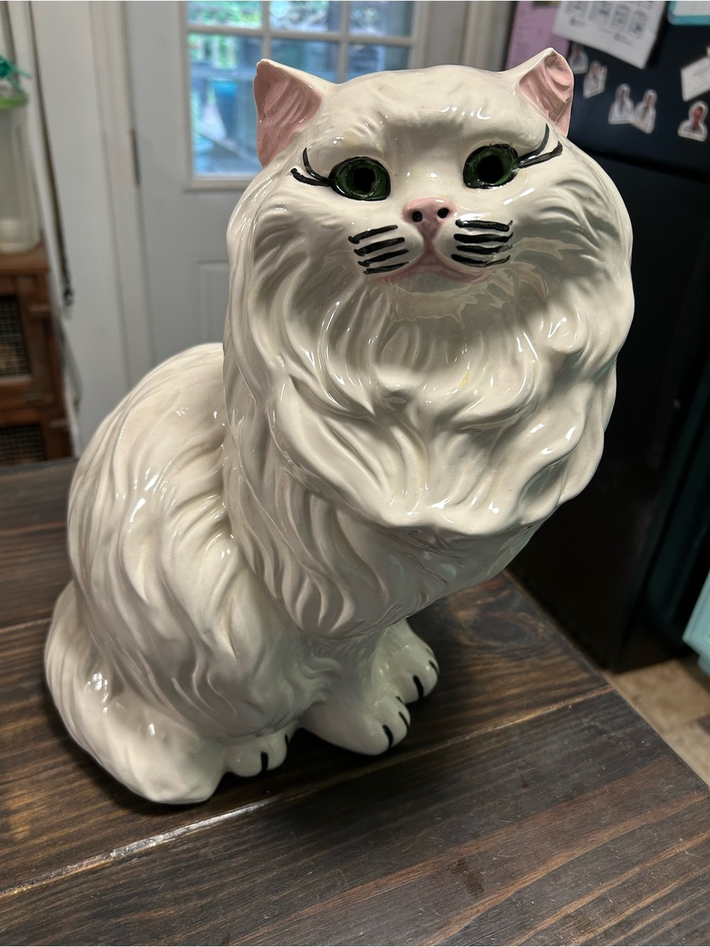 Glossy White Ceramic Persian Cat Figurine